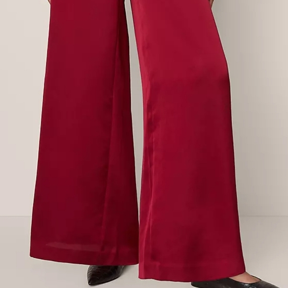 New Ann Taylor Red Wide Leg Trouser Pants Christmas Fancy - Picture 2 of 6